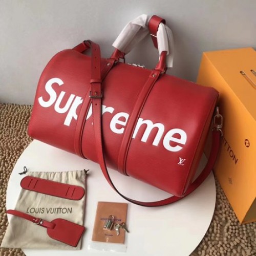 Geantă Louis Vuitton Original Epi Leather SUPREME Keepall 45CM M53419 roșie