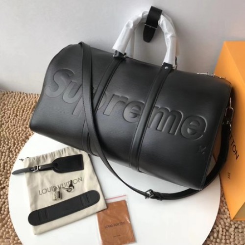 Geantă Louis Vuitton Original Epi Leather SUPREME Keepall 45CM curea M53419 neagră