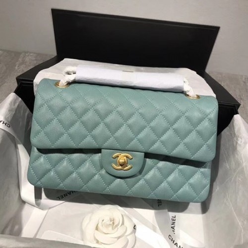 Geantă de umăr Chanel Flap Original Caviar Leather CF1112 verde deschis