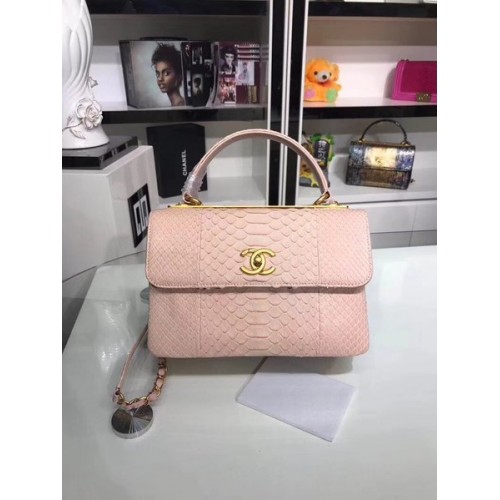 Geantă Chanel Original din piele de șarpe A92236 roz