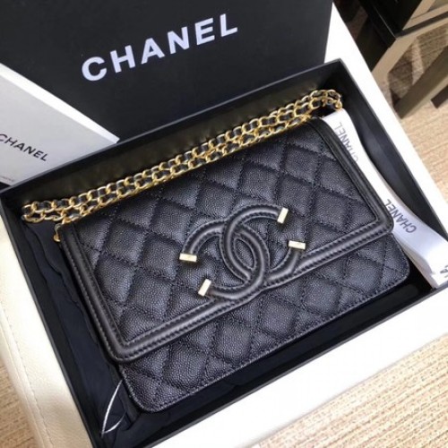 Geantă de umăr Chanel Flap Original Caviar Leather 5698 neagră