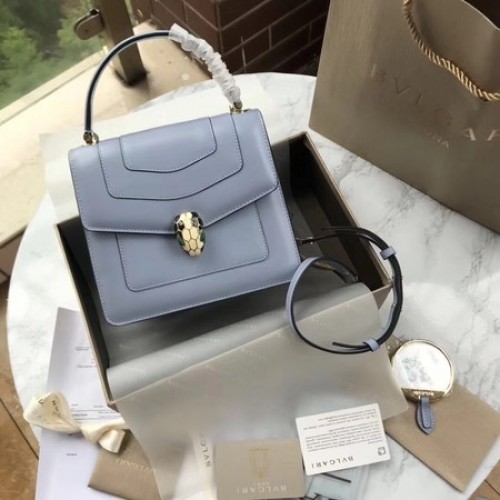 Geantă tote din piele de vițel BVLGARI Original 97523 Albastru deschis