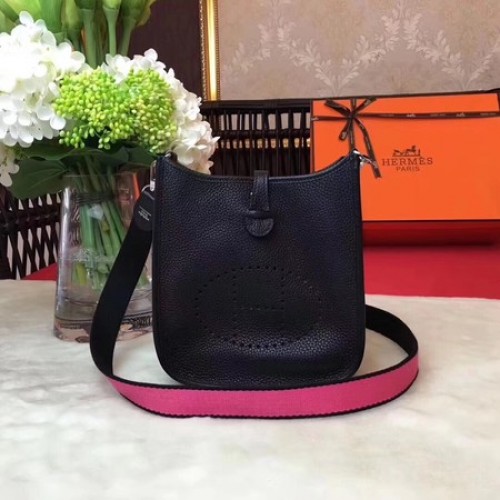 Geantă Hermes Evelyne mini 17cm din piele de vițel originală H1187 Negru