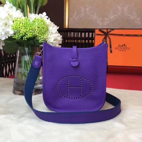 Geantă Hermes Evelyne mini 17cm din piele de vițel originală H1187 violet