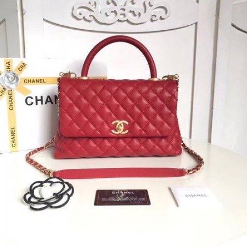 Geantă Chanel Classic Top Handle Leather Original Caviar A92215 roșie