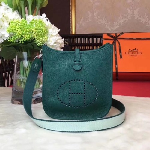 Geantă Hermes Evelyne mini 17cm din piele de vițel originală H1187 Verde