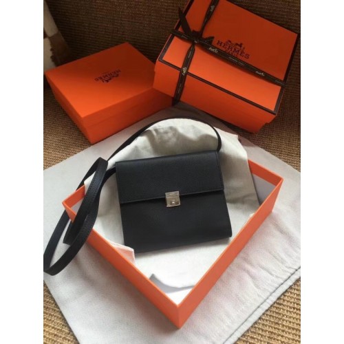 Geantă crossbody Hermes Clutch Epsom din piele de vițel H0589 neagră
