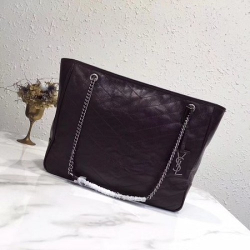 Yves Saint Laurent Geantă de cumpărături NIKI din piele de vițel originală 5569 Vin