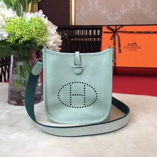 Geantă Hermes Evelyne mini 17cm din piele de vițel originală H1187 Verde deschis