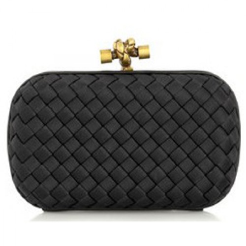 Vanzare la cald Bottega Veneta Impero Satin Clutch 113085 negru