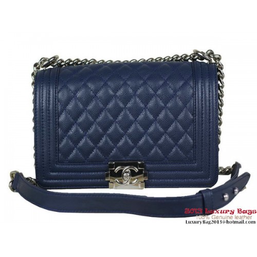 Geantă de umăr Chanel Boy Flap 2013, modele clasice Cannage A67025, albastru regal