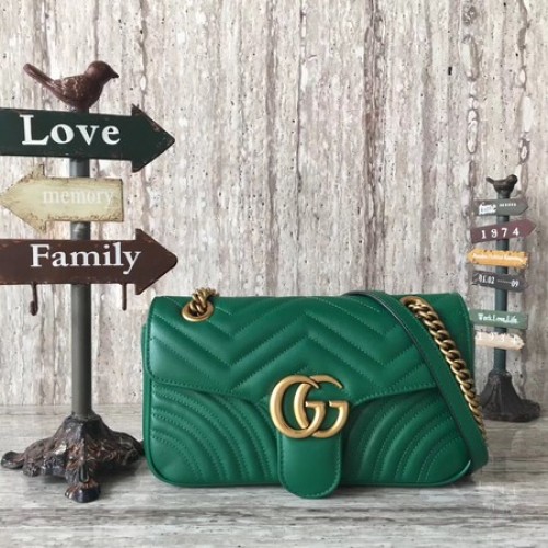 Geantă de umăr din piele Gucci GG Marmont Matelasse 443497 Verde