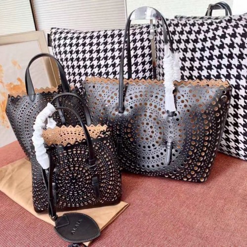 Geantă Alaia Openwork Original din piele A3658 Negru