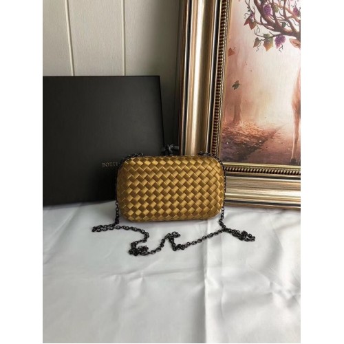 Clutch din satin cu noduri și finisaje din piele de șarpe BOTTEGA VENETA 62548 Bronz