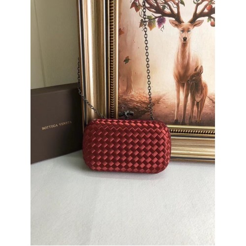 Clutch din satin cu noduri și finisaje din piele de șarpe BOTTEGA VENETA 62548 Burgundy