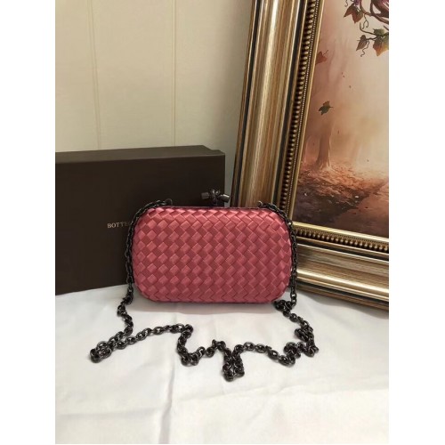 Clutch din satin cu noduri și finisaje din piele de șarpe BOTTEGA VENETA 62548 Roșu pepene verde