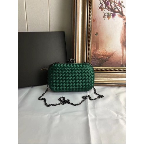 Clutch din satin cu noduri și finisaje din piele de șarpe BOTTEGA VENETA 62548 verde