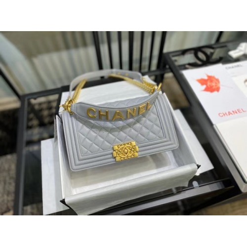 Geantă cu clapă BOY CHANEL A67086 gri