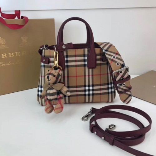 Geantă crossbody BURBERRY Baby Banner în carouri 10443 Burgundy