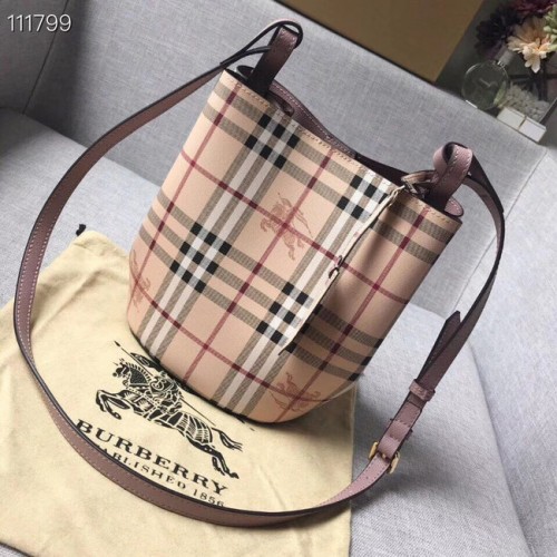 Geantă mică BURBERRY Banner cu carouri vintage și piele 1581 roz