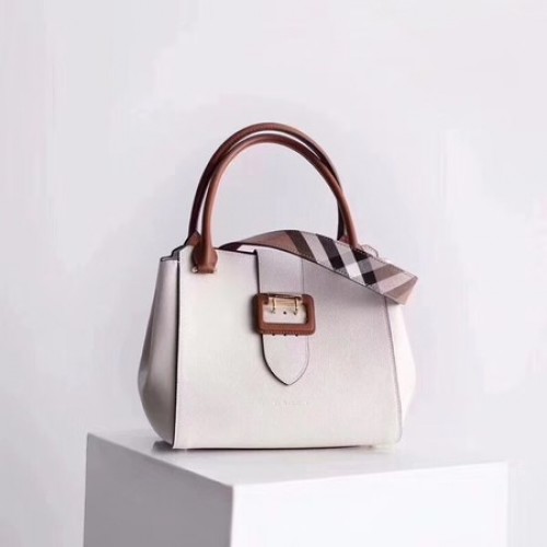 Geantă tote BURBERRY Banner medie 0221 albă