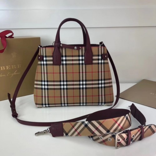 Geantă tote BURBERRY Banner medie 3835 Burgundy