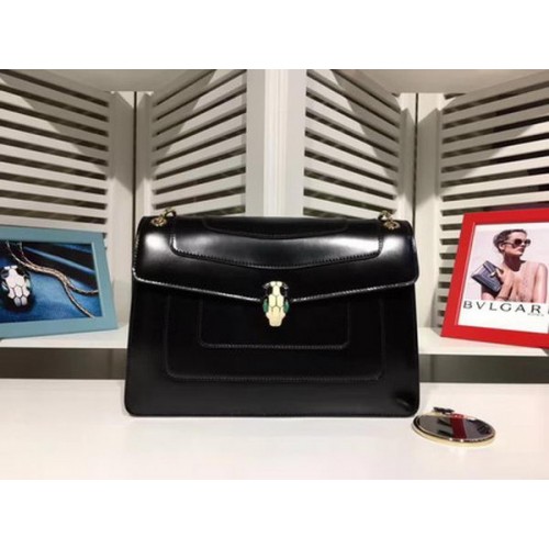 Geantă de umăr medie BVLGARI din piele de vițel BG2281 Negru