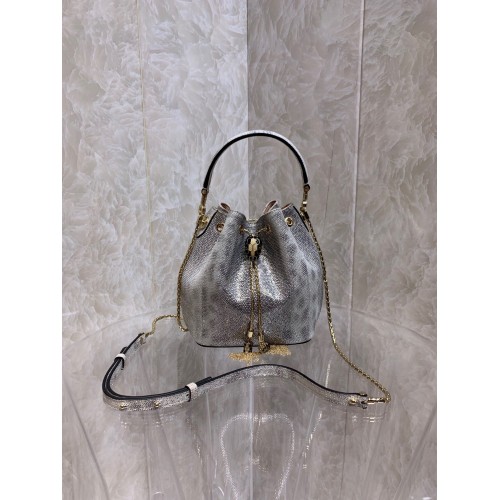 Geantă găleată BVLGARI Original Snake Skin B287614 Argintie