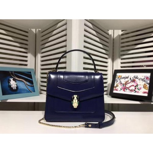 Geantă BVLGARI Serpenti Forever din piele naturală BG2280 Royal