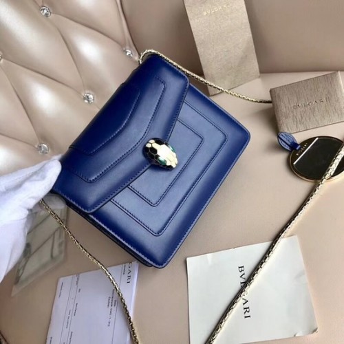 Geantă din piele BVLGARI Serpenti Forever Flap Cover 00962 albastră