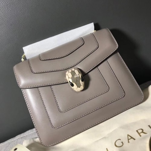 Geantă din piele BVLGARI Serpenti Forever Flap Cover 00962 gri