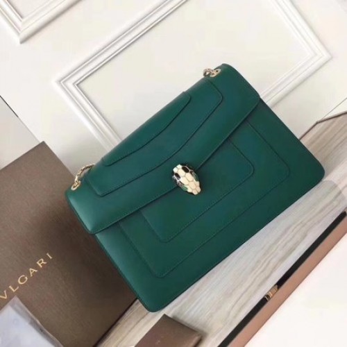 Geantă de umăr din piele de vițel BVLGARI Serpenti Forever Original 3780 Verde