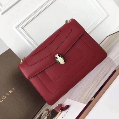 Geantă de umăr din piele de vițel BVLGARI Serpenti Forever Original 3780 Maro