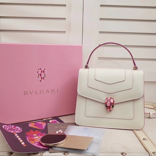 Geantă cu clapă din piele BVLGARI Serpenti Forever 286999 albă