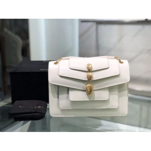 Geantă de umăr din piele BVLGARI Serpenti Forever B288620 albă