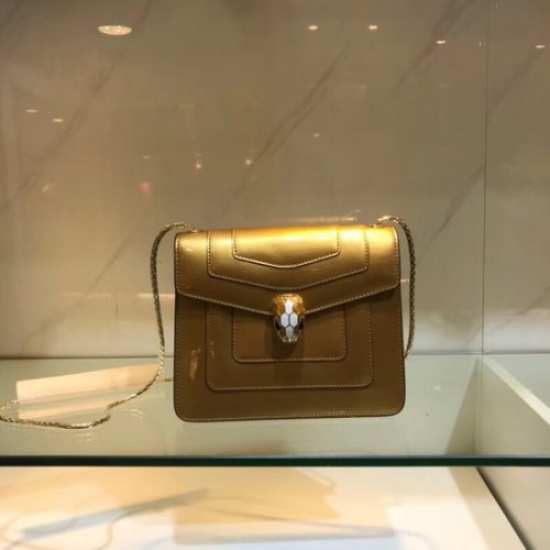 Geantă de umăr BVLGARI Serpenti Forever din piele metalizată 08962 auriu