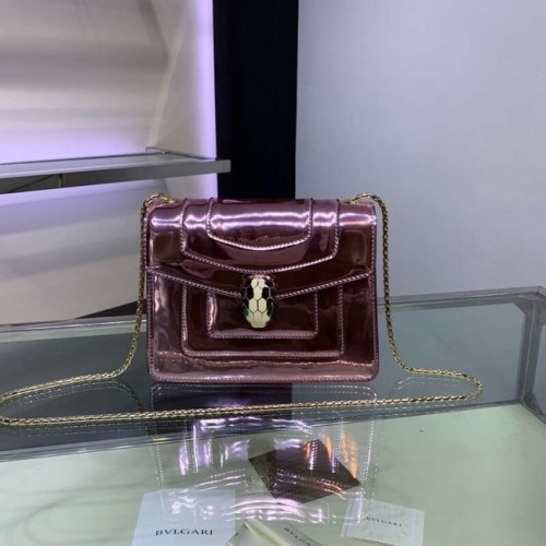 Geantă de umăr BVLGARI Serpenti Forever din piele metalizată 34559 violet