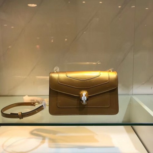 Geantă de umăr BVLGARI Serpenti Forever din piele metalizată 91414 aurie