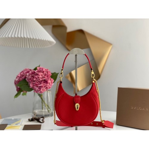 Geantă de umăr BVLGARI din piele de vițel B281632 ROȘIE