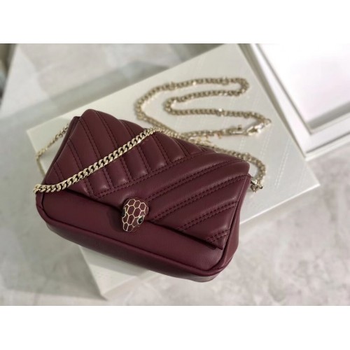 Geantă de umăr BVLGARI din piele de vițel B288760 Burgundy