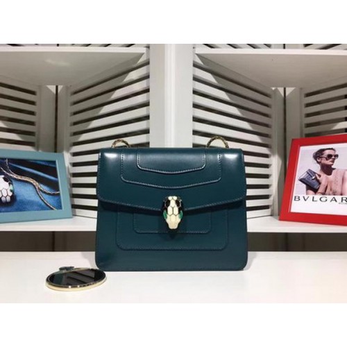 Geantă de umăr mini BVLGARI din piele de vițel BG2283 Albastră