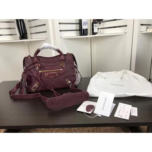 Geantă Balenciaga Giant City Gold Studs B084335 Vișiniu