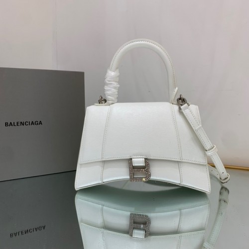 Balenciaga Geantă mică cu mâner tip clepsidră 592834 alb și argintiu