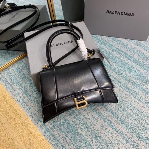 Balenciaga Geantă mică cu mâner superior HOURGLASS B108895-1 neagră