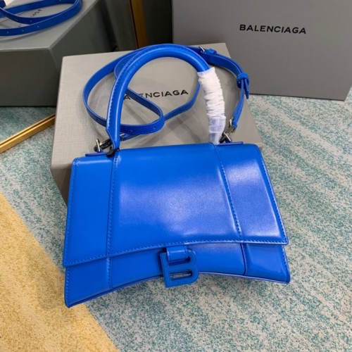 Balenciaga Geantă mică cu mâner superior HOURGLASS B108895-1 albastră