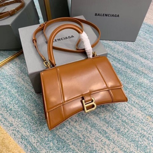 Balenciaga Geantă mică cu mâner superior HOURGLASS B108895-1 maro