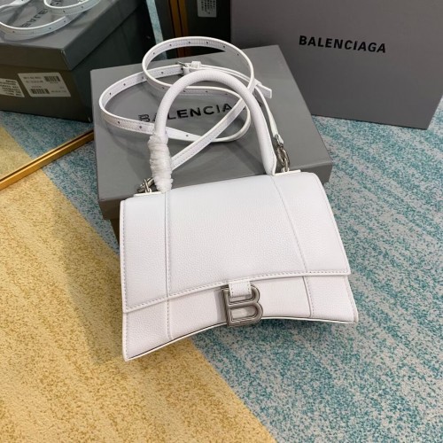 Balenciaga Geantă mică cu mâner superior HOURGLASS B108895 albă