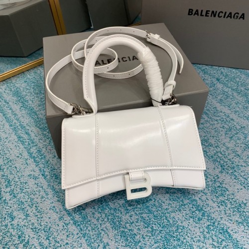 Balenciaga Geantă mică cu mâner superior HOURGLASS B108895C albă