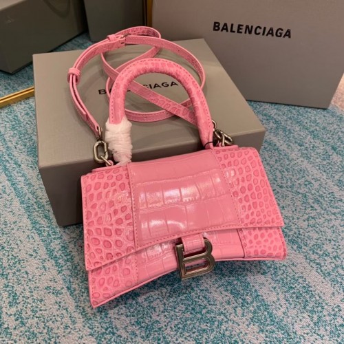 Geantă Balenciaga Hourglass XS cu mâner superior 28331S ROZ DESCHIS
