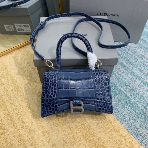 Geantă Balenciaga Hourglass XS cu mâner superior 28331S albastră